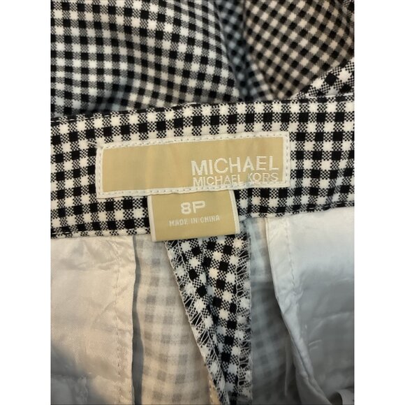 Michael Kors Pants Womens 8P Black White Gingham Stretch Ankle Trousers - Picture 6 of 7